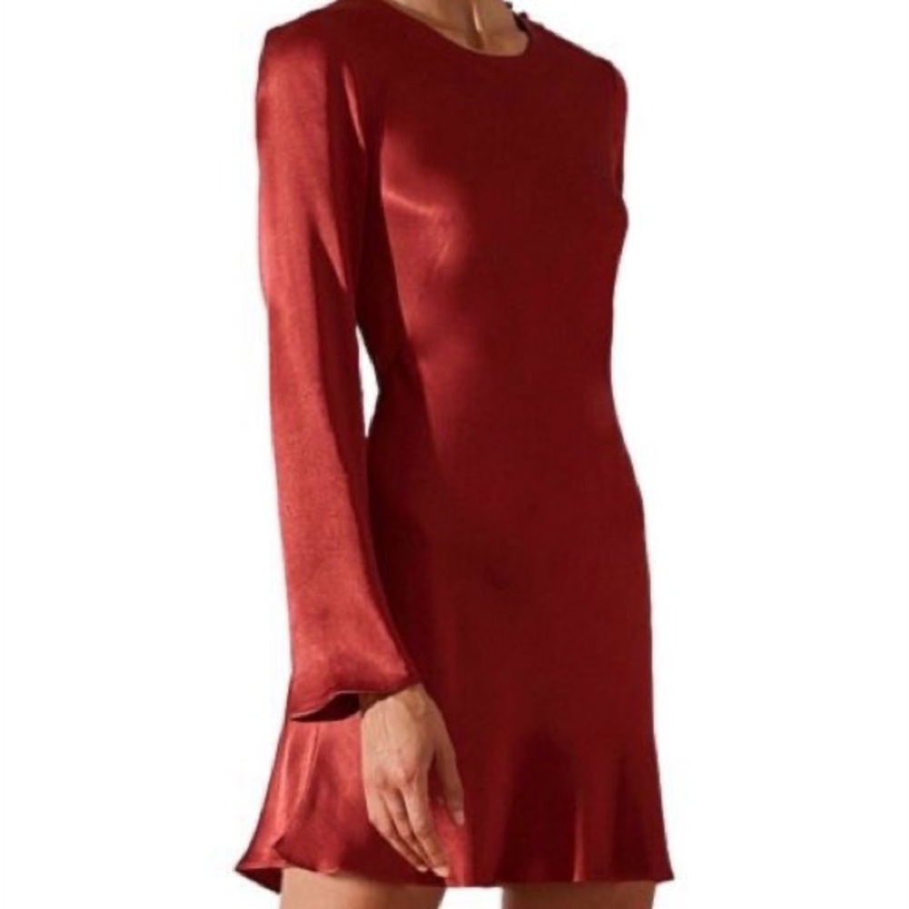 NWT Shona Joy Joan L/S Bias Mini Dress in Ruby Red